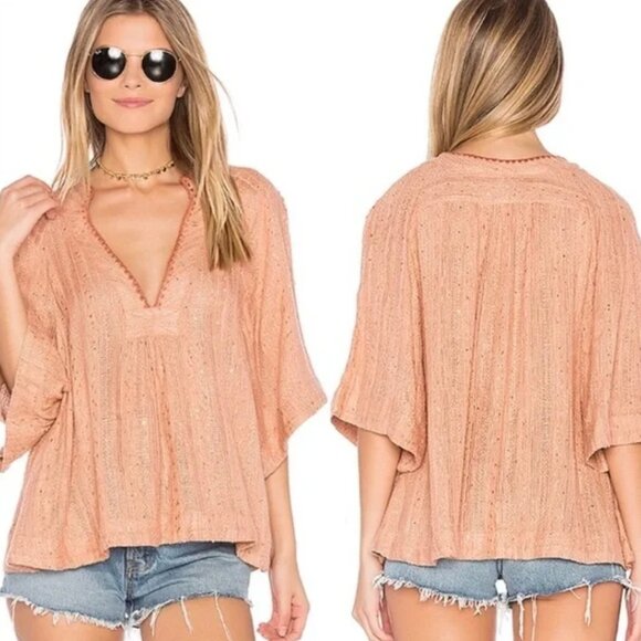 FREE PEOPLE Get Over It Top in Peach - Picture 1 of 8